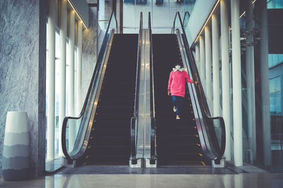 Low angle view of escalator