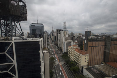 Panoramic view of city buildings against sky