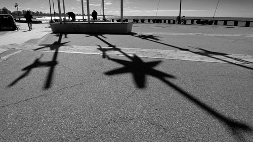 Shadow of people on road