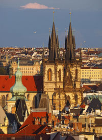 High angle view of buildings in city