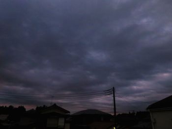 Low angle view of buildings against cloudy sky