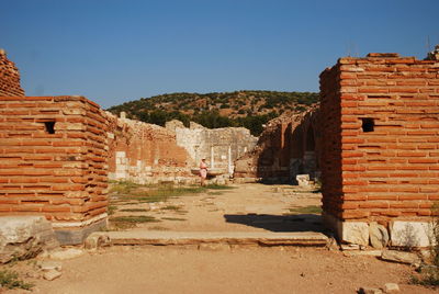 Old ruin building against clear sky