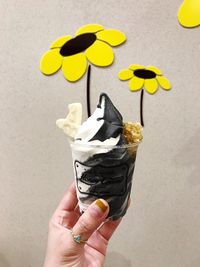 Close-up of hand holding ice cream cone