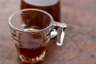 Close-up of coffee cup on table