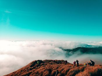 Panoramic view of landscape against blue sky