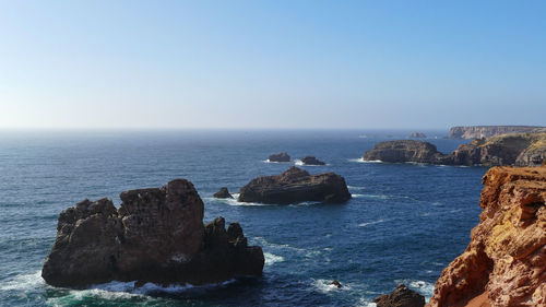 Scenic view of sea against clear sky