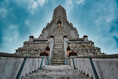 Low angle view of temple building against sky