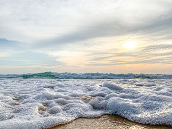 Scenic view of sea against sky during sunset