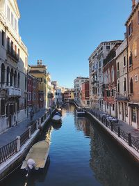 Canal amidst buildings against sky