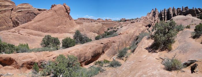 Panoramic view of rocky mountains against sky