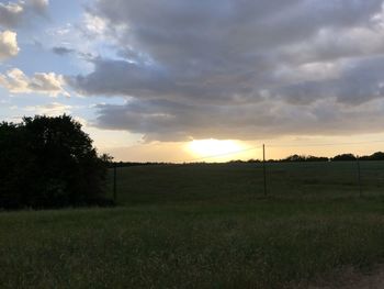 Scenic view of field against sky during sunset