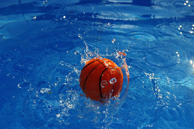 Close-up of basketball in water