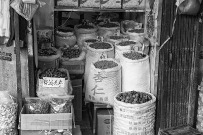 Various vegetables for sale at market stall