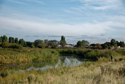 Scenic view of lake against sky