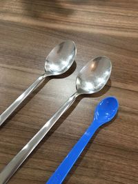 High angle view of spoon on table