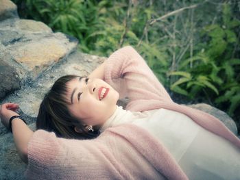 Close-up of smiling young woman