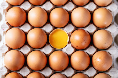 Full frame shot of eggs in carton