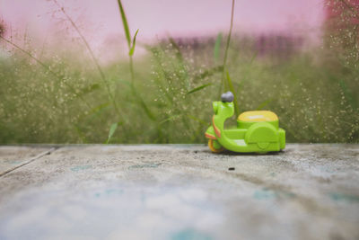 Close-up of toy car on land