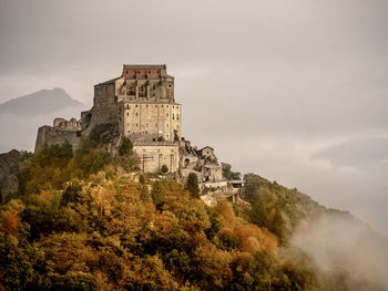 Low angle view of fort against sky