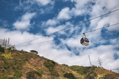 Low angle view of ski on mountain