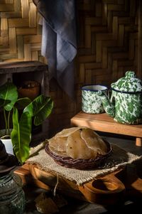 Close-up of food on table