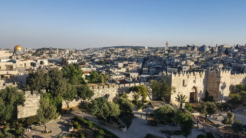 High angle view of city