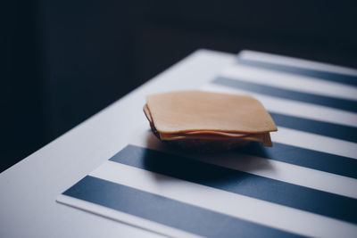 Close-up of dessert in plate on table