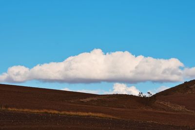 Panoramic view of landscape against blue sky