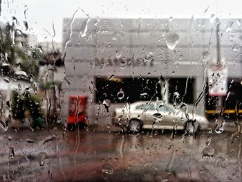 View of rain drops on window