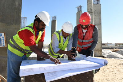 People working at construction site