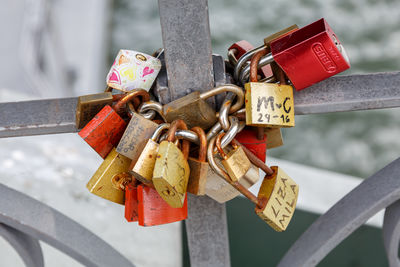 Padlock locked on the bridge