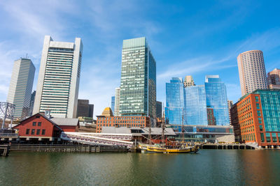 Modern buildings in city against sky