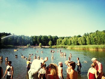 Group of people in swimming pool