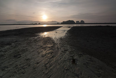 Scenic view of beach during sunset