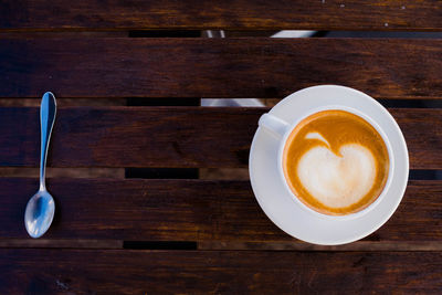 Close-up of cappuccino on table