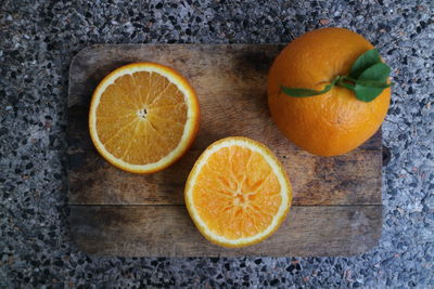 Directly above shot of orange on table