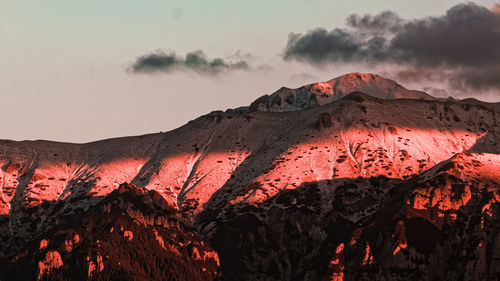 Scenic view of volcanic mountain against sky