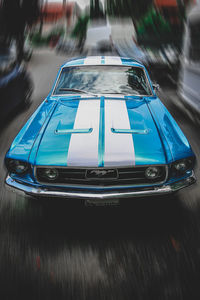 Close-up of toy car on road