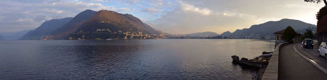 Panoramic view of sea against cloudy sky