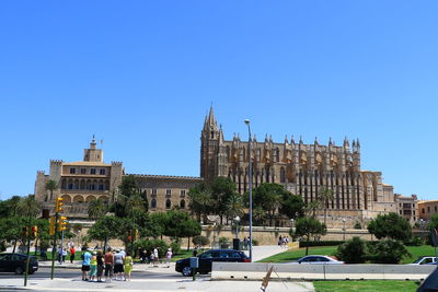 City against clear blue sky