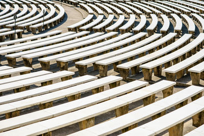 High angle view of chairs in stadium