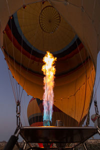 Low angle view of hot air balloon against sky