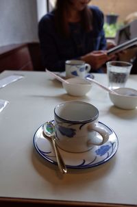 Coffee cup on table