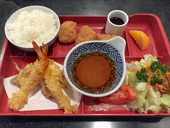 Close-up of food served in plate