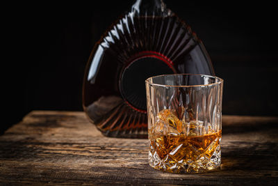 Close-up of drinking glass on table