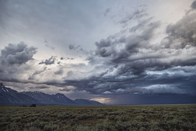 Storm clears over the valley of jackson hole and norther tetons.