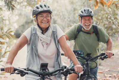 Portrait of man riding bicycle