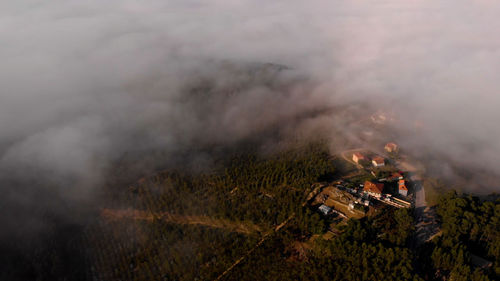 High angle view of fire on landscape