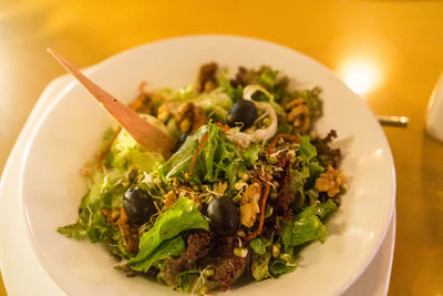 Close-up of meal served in plate