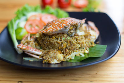 Close-up of meal served in plate